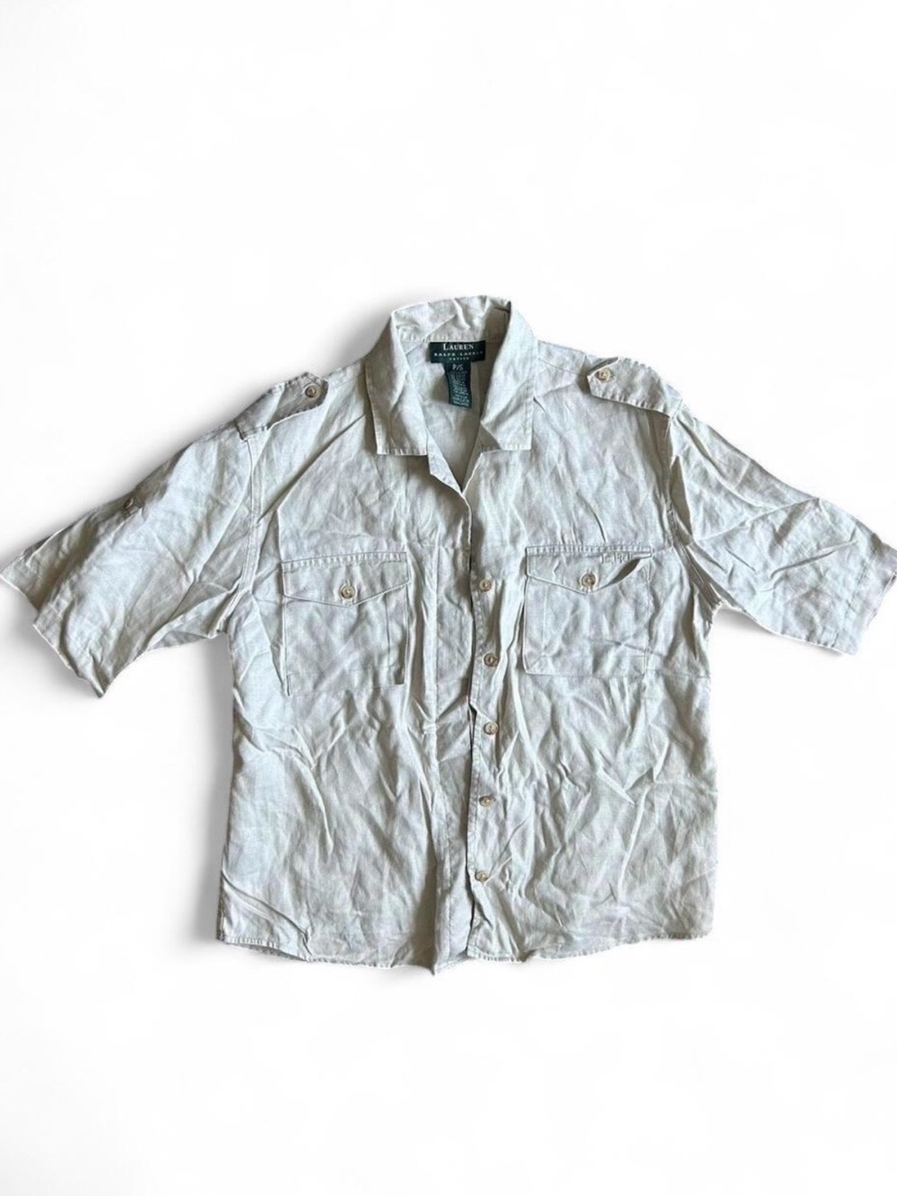 Vintage Lauren Ralph Lauren 100% Linen Safari Utility Top